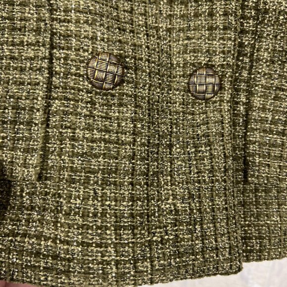 Rihoas The Vintage Solid Tweed Jacket double breasted green cropped coat NWT - Picture 3 of 8
